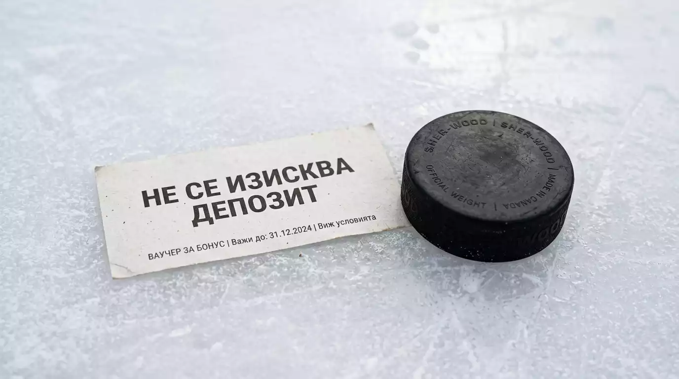 Талон за безплатен залог до хокейна шайба на ледена повърхност